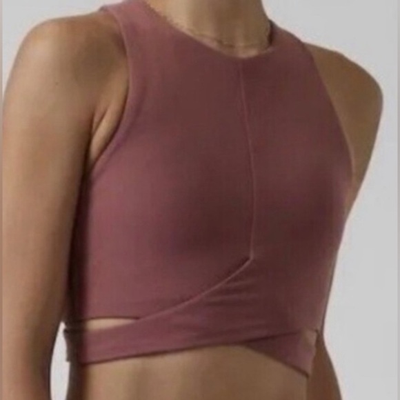 Athleta Tops - Athleta Conscious Cut Out Crop Rose Yoga Athleisure Size Small